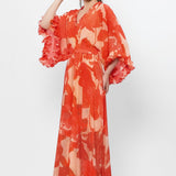 Blazing Saffron Kimono Style Maxi Dress