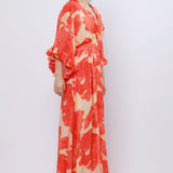 Blazing Saffron Kimono Style Maxi Dress