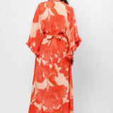 Blazing Saffron Kimono Style Maxi Dress