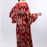 Red Ruffled Shoulder Maxi dress