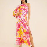 One Shoulder Floral Gown