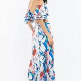 Satin Printed Flared Top With Skirt