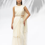 Ivory Pre Pleated Sari Set
