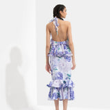 Ume Printed Halter Neck Top Paired With Skirt