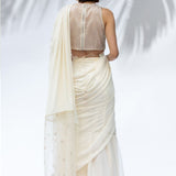 Ivory Pre Pleated Sari Set