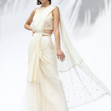 Ivory Pre Pleated Sari Set
