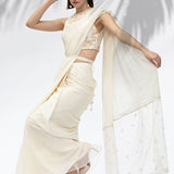 Ivory Pre Pleated Sari Set