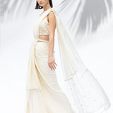 Ivory Pre Pleated Sari Set