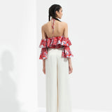 Ajisia Printed Cold Shoulder Top With Trouser