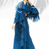 Sapphire Blue Drape Sari