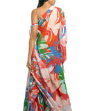 Cotton Lurex Printed One Shoulder Kaftan
