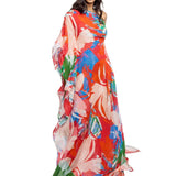 Cotton Lurex Printed One Shoulder Kaftan