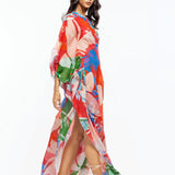 Cotton Lurex Printed One Shoulder Kaftan