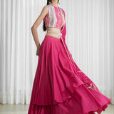 Double Layered Skirt With Blouse And Dupatta
