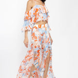 Chiffon Printed Top With Printed Pants