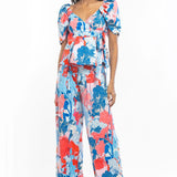 Cotton Poplin Printed Wrap Top and Pant