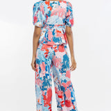 Cotton Poplin Printed Wrap Top and Pant