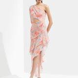 Rabenda Printed One Off Shoulder Dress