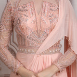 Blush Pink Gown With Heavy Embroidered Upper Bodice