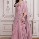 Rose Mist Lehenga Shimmer Lehenga Set With Corset Blouse