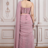 Rose Mist Lehenga Shimmer Lehenga Set With Corset Blouse