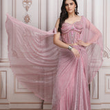 Rose Mist Lehenga Shimmer Lehenga Set With Corset Blouse