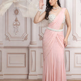 Pearl Embellished Flowing Drape Saree