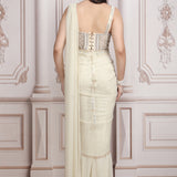 A Fluid Ivory Saree With Embroidered Blouse