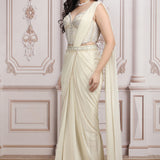 A Fluid Ivory Saree With Embroidered Blouse