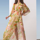 Georgette Lurex Multi Green Printed Dress