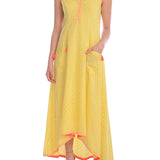 Yellow Hand Embroidered Kurta Dress