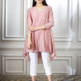 Dusty Pink Aari Embroidred Tunic Set