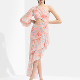 Rabenda Printed One Off Shoulder Dress