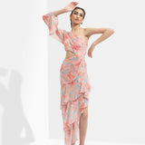Rabenda Printed One Off Shoulder Dress