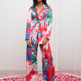 Satin Printed Jacket And Pant Set