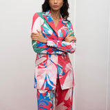 Satin Printed Jacket And Pant Set
