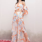 Chiffon Printed Top With Printed Pants