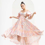 Leaf Magic Jacquard Cutouts Dress