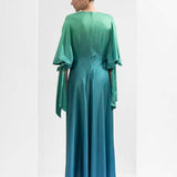 Ombre Printed Lustrous Satin Dress