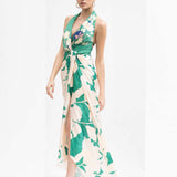 Mystic Green Draped Halter Neck Dress