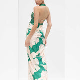 Mystic Green Draped Halter Neck Dress