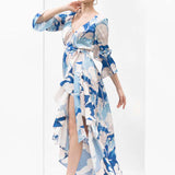 Mystic blue texture printed dress