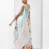 Ocean Blue Printed Chiffon Kaftan