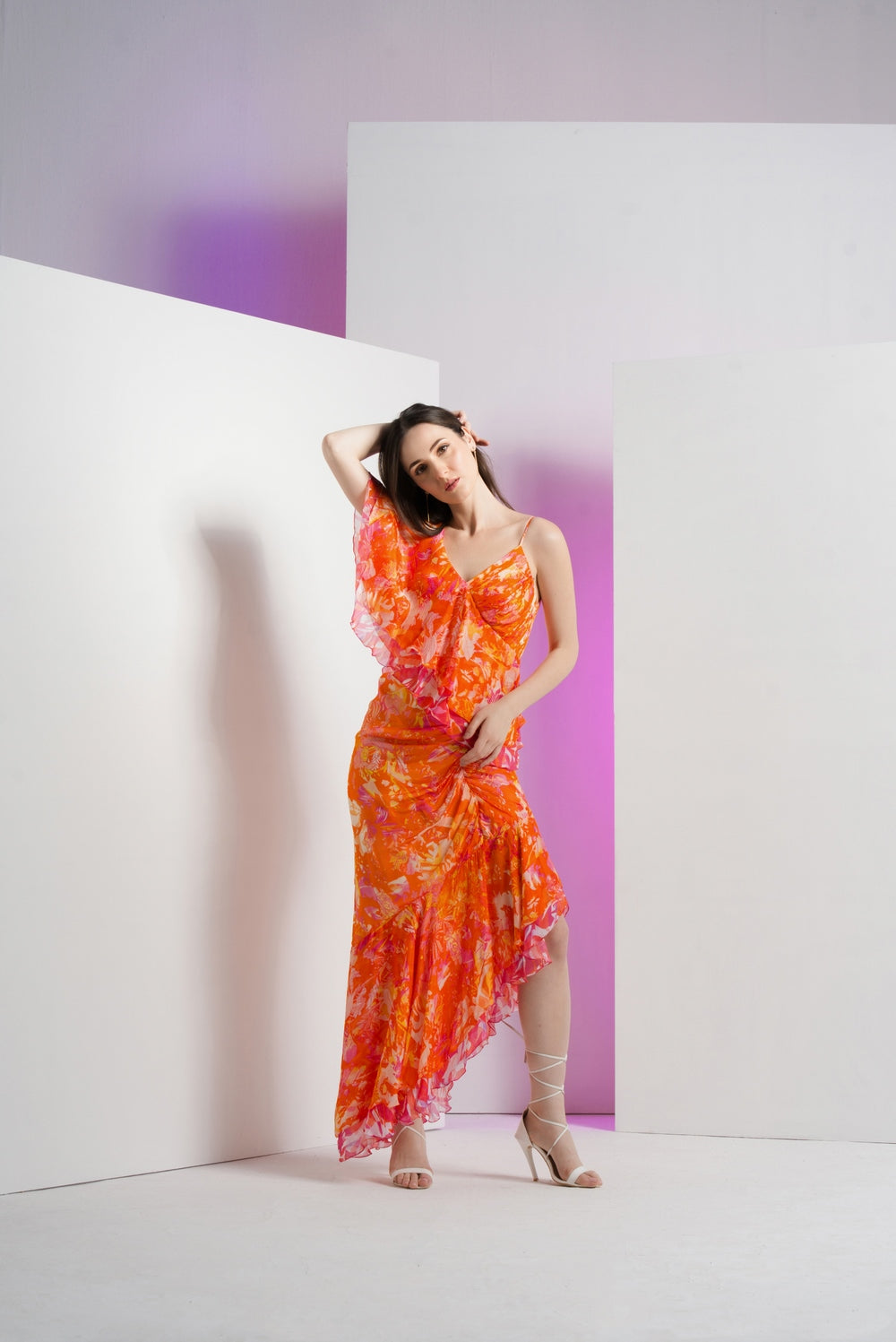 Saffron misty femme asymmetric dress