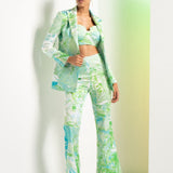 Green Raw Crystal Pant Suit Set