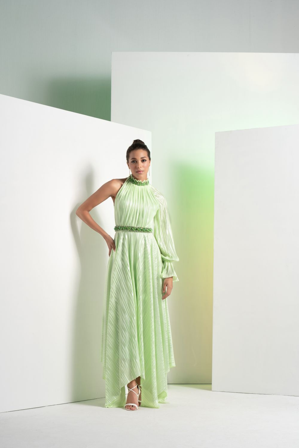 Mint Green Embroidered Maxi Dress #RTS