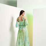 Green Raw Crystal Maxi Dress