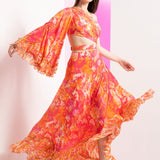 Pink Twisted Femme Asymmetric Full Length Dress