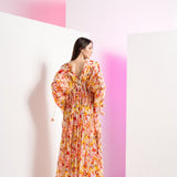 Yellow Geometric Kaftan Maxi Dress