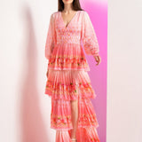 Peach Bud and Bloom Maxi Dress